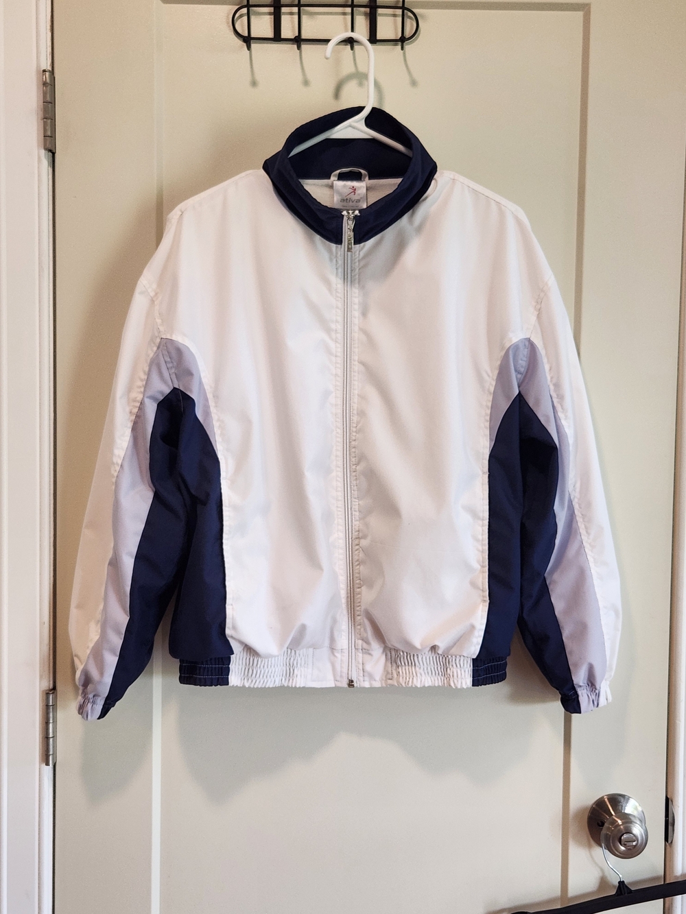 Y2K Vintage Ativa Windbreaker Jacket Full Zip Blue White Womens Small 90s